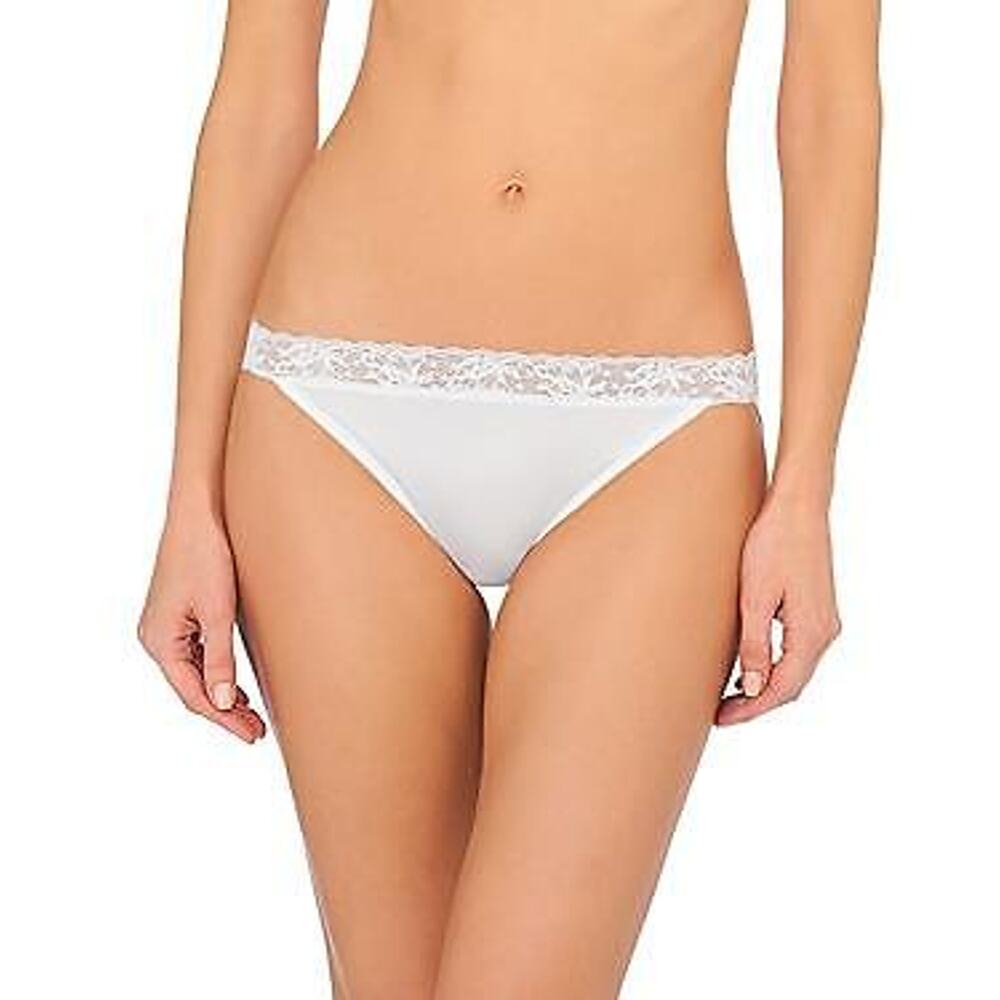 Natori Women's White Discreet Lace Trim Bikini Panty Size XS